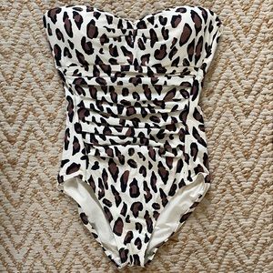 DKNY Leopard Print One Piece Swimsuit Sz 8